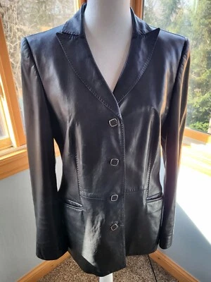 Chaqueta Blazer De Colección Salvatore Ferragamo Cuero Genuino Para Mujer 8 Foto 1 de 4