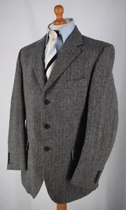 Mens Aquascutum London Grey Herringbone Pattern Smart Tweed Jacket Size 44R. - Picture 1 of 12