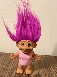 Vintage 90s Russ Troll Pink Hair and Pink Swimsuit 4.5'' Toy - Picture 1 of 3