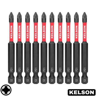 PZ1 75mm Long Pozi 1 Impact Screwdriver Bits Magnetic 1/4" Universal KELSON - Image 1 of 4