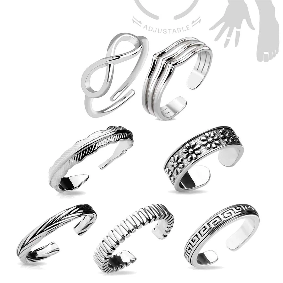 Zehenring Mittelring Midi Ring Zehen Ring Damenring verstellbar Zehring Z532 - Bild 1 von 1