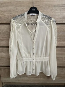 New Look Ivory Chiffon/lace Fitted Blouse Size 10 - Picture 1 of 3