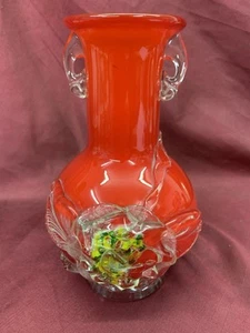 Vintage Red Glass Hand Blown Vase (812) - Picture 1 of 10