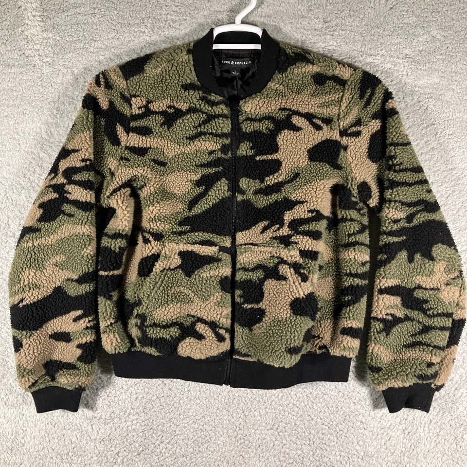 Chaqueta Rock & Republic Camuflada Polar Cremallera Completa Mujer Pequeña Exterior Gorpcore Acogedora Foto 1 de 4