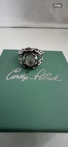 Carolyn Pollack 925 Sterling Silver Filigree Scroll White Faceted Stone Size 9 - Picture 1 of 6