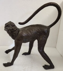 Vintage Bronze Monkey Sculptures Walking Long Tail Hard to Find - Picture 1 of 11