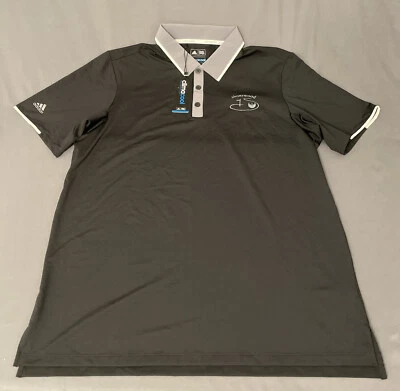 Adidas Golf Shirt Polo Climacool TPPD Chest Logo Large Black Gray Trim MSRP $65 - Image 1 of 4