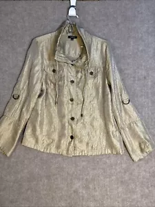Blusa Bomber ELEMENTZ Dorada Brillante/Mangas Rodantes/Cuello con Cordón L Glamour - Imagen 1 de 9