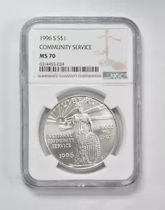 MS70 1996 S Community Service Commemorative $1 NGC Brown Label - Picture 1 of 5