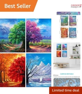 4 Pack 5D DIY Round Diamond Painting Kits for Adults, Canvas Art 12x16 Home D... - Picture 1 of 11