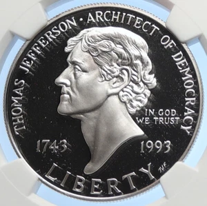 1993S UNITED STATES US President Thomas Jefferson Silver Dollar Coin NGC i106248 - Picture 1 of 5