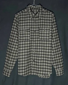 A.P.C. Rue Madame Paris wool Shirt Men's Small dark Plaid Flannel Button Up - Picture 1 of 8