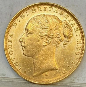 AUSTRALIA 1880 M GOLD MELBOURNE SOVEREIGN ST GEORGE LOW MINT KEY DATE RARE UNC - Bild 1 von 2