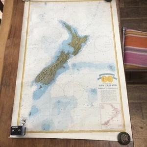 Large Vintage 1969 Captain Cook Bicentenary Map Of New Zealand 110cm X 72cm - Picture 1 of 11