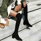 Womenslim Leg Boot Stretchy Thigh High Boots Over The Knee Pointed Toe Low Heel