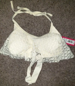Mujer NUEVO NUEVO CON ETIQUETAS SUJETADOR DE BIKINI TOP ROPA DE NATACIÓN talla XS ¡BONITO! SUPERPOSICIÓN DE TELA - Imagen 1 de 2