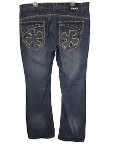 OOAK Buckle Black Mens Jeans Size 38 Low Rise Boot Cut Hand Embroidered Western - Picture 1 of 18