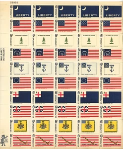 Early AMERICAN FLAGS - 2 Full Sheets x 50 Stamps - 6 Cents 1968 Scott 1345-1354 - Picture 1 of 4