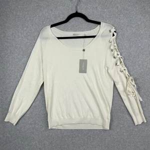 One Grey Day Revolve Boro Sweater Ivory $198 ✨NEW Size M Cutout Long Sleeve Bow - Picture 1 of 9