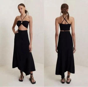 NEW NWT A.L.C. Jamie Asymmetrical Midi Skirt Black SIZE S MSRP $395 - Picture 1 of 5