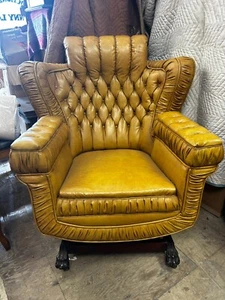 RARE Antique Chesterfield Tufted Platform Rocking Chair / Carved Furry Paw Feet - Picture 1 of 24