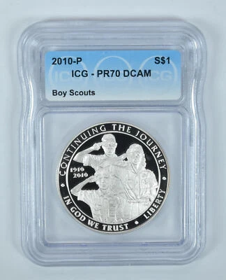 2010-P Boy Scouts Commemorative Silver Dollar PR70 DCAM ICG - Image 1 of 4