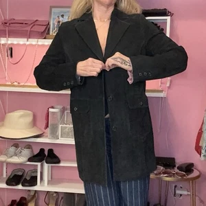 Style & Co. Suede Jacket Black Button Front Fully Lined Coat Size Medium - Picture 1 of 7