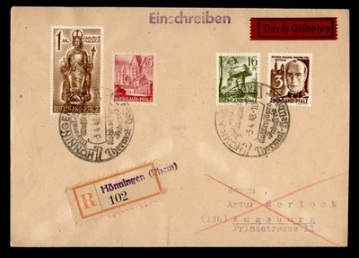 DR WHO 1948 GERMANY RHEINLAND PFALZ REGISTERED HONNINGEN SLOGAN CANCEL M55857 - Image 1 of 2