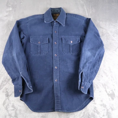 Camisa Eddie Bauer Vintage Gamuza Tela Azul Utilidad Franela Cepillada Bolsillos M Foto 1 de 4