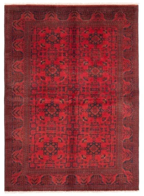 Alfombra geométrica vintage de lana tradicional anudada a mano de 5'6" x 7'7" Foto 1 de 4