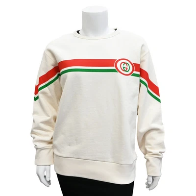 GUCCI | GG Striped Ivory Cotton Sweatshirt Size L - Image 1 of 4