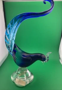 VTG Murano Art Glass Bird MCM Italy Blue Statue ALVIN Salviati Luciano Gaspari - Bild 1 von 11