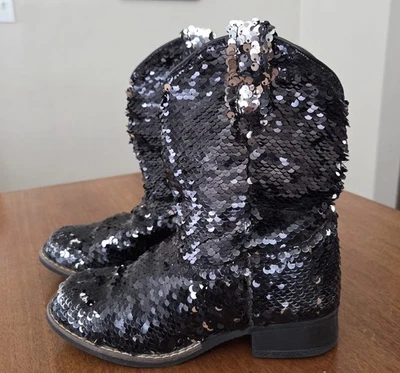 Botas de Vaquero Laredo Lentejuelas Niñas 13m Negro Plata Brillante Brillo Foto 1 de 4