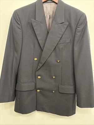 Blazer Alexandre of England Lana Clásico Azul Marino Doble Pecho Botones Dorados 36R Foto 1 de 4