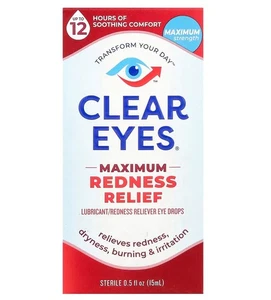 Clear Eyes Redness Relief Eye Drops 15 mL. Soulagement Max Anti Rougeurs (Pro) - Photo 1/3