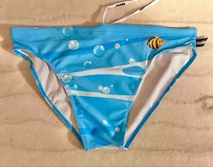 Aussiebum Men’s Swimwear Briefs Light Blue Size Medium Underwater Fish Bubble - Picture 1 of 3