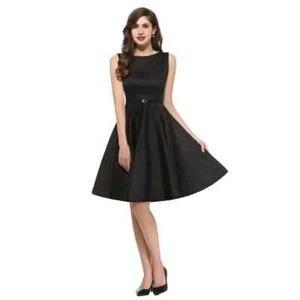 GRACE KARIN Boatneck Sleeveless Vintage Tea DressSize M (Black) - Picture 1 of 3