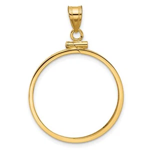 14k Yellow Gold Reeded Border Screw Top Australia 1/2 oz Koala Coin Bezel - Picture 1 of 7