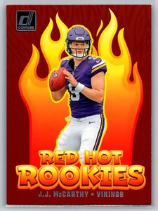 JJ McCarthy 2024 Panini Donruss Red Hot Rookies RHR-JJM Minnesota Vikings - Picture 1 of 2