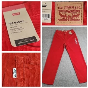 Levi's Jeans Damen rot '94 Baggy Cordhose weißes Etikett neu mit Etikett $ 79 - Bild 1 von 14