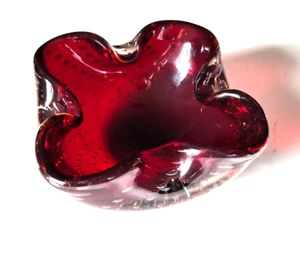 Italy Italian Art Glas Ashtray Bowl Controlled Bubble Murano Style 4" - Picture 1 of 6