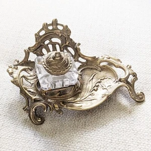 Vtg Handmade Brass Art Nouveau Victorian Inkwell Lenwile Ardalt Art Ware Taiwan - Picture 1 of 9