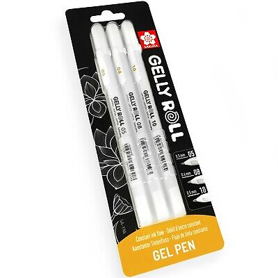 Bolígrafos De Gel Sakura Gelly Roll - 05/08/10 - Tinta Blanca Brillante - Blíster Paquete De 3 • 8.03€
