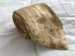 Neue ISAIA NAPOLI goldene GOLD Seide PAISLEY sieben 7-fach Jacquard Krawatte - Bild 1 von 5