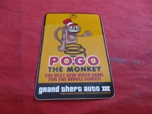 Pogo The Monkey Grand Theft Auto III Playstation 2 PS2 PC Promo Sticker *NEW* - Picture 1 of 2