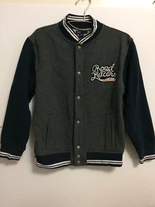 Gap Kids Coat Jacket Boys Large (10) Gray/Blue Sleeves Snap Front Fleece - Picture 1 of 6
