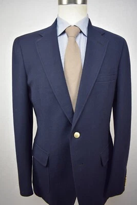 1976-1994 Jos. A. Blazer Bank Solid Azul Marino 100% Lana Dos Botones Talla: 38L Foto 1 de 4