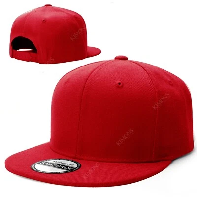 Snapback Hat Flat Baseball Cap Trucker Solid Plain Blank Men Hip Hop Army CS - Image 1 of 4