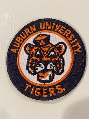Винтажная РЕДКАЯ вышитая нашивка утюгом Auburn Tigers 3 дюйма x 3 дюйма - Изображение 1 из 2