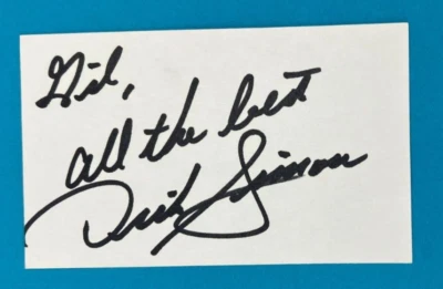 DICK SIMON ~ Autographed/Signed Index Card ~ Indy 500 ~ No COA - Image 1 of 4